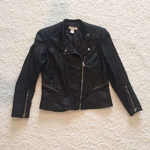 NWOT H&M Black Leather Motorcycle Jacket, size 14